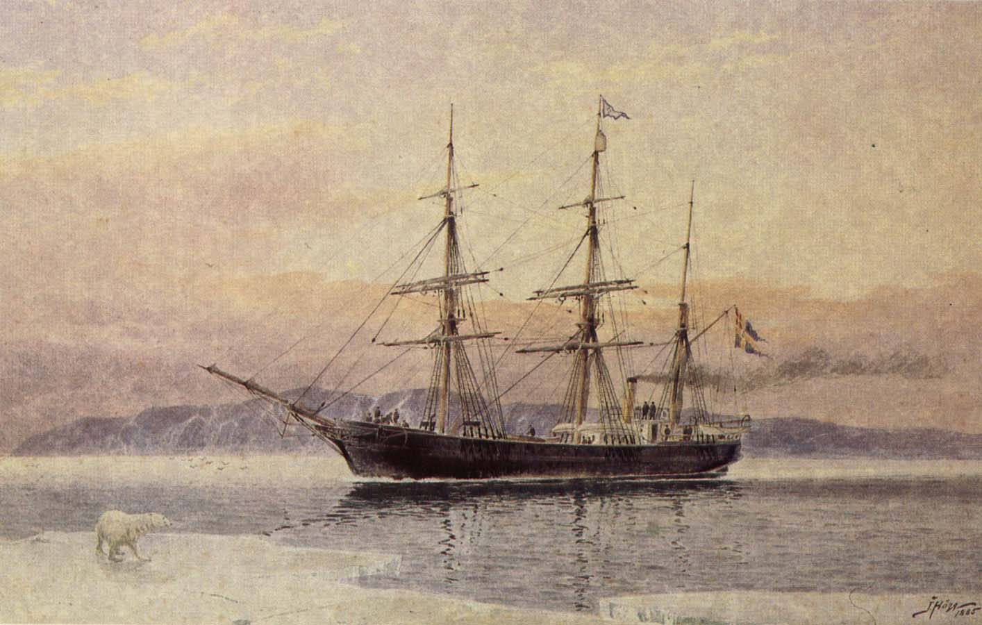 polarfartyget vega pa en akvarell av jacob hagg